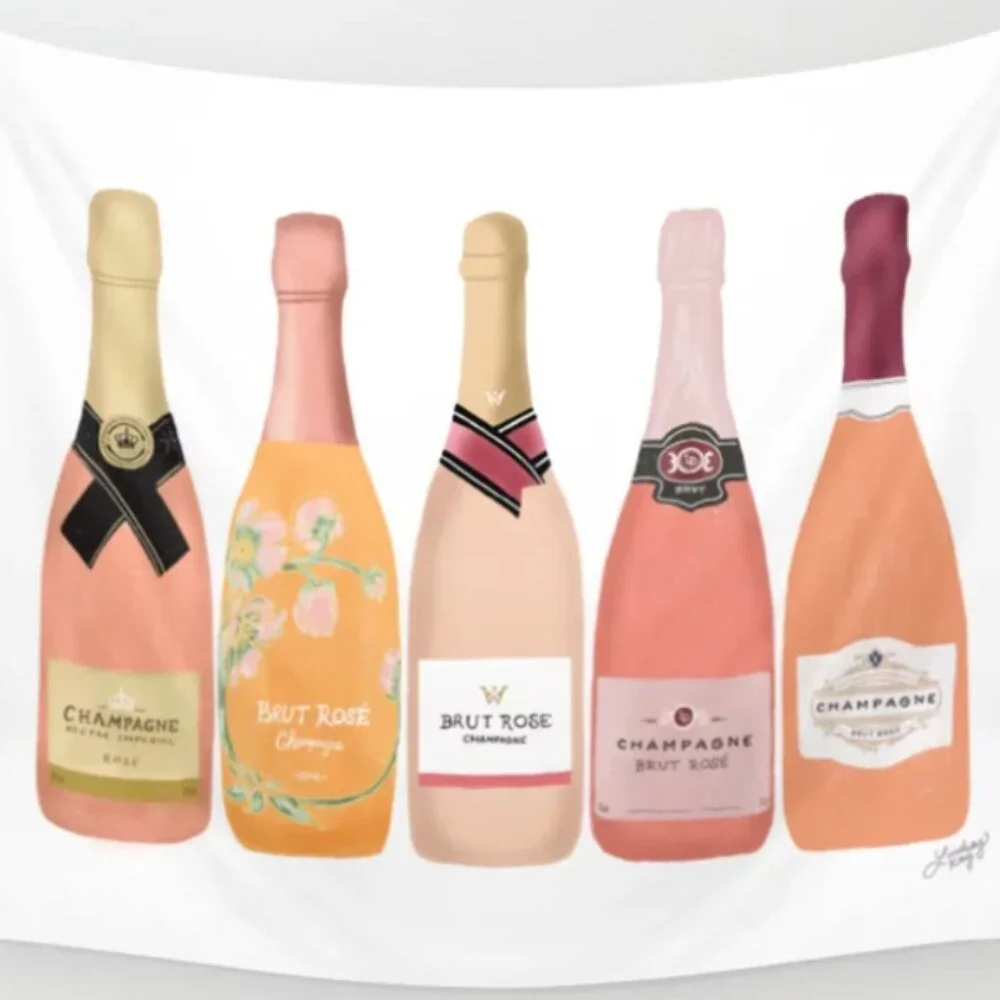 Rose Champagne Bottles Wall Tapestry By Lindsey Kay Collective